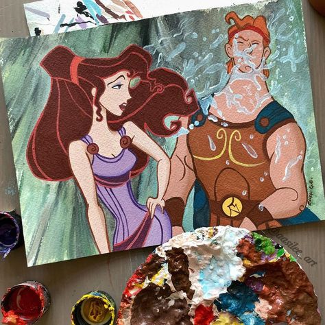 Hercules & Meg ⚡️💓. Listed on my Etsy! I’ll post some progress pictures too😄 #hercules #megara #disney #disneyfanart #acrylicpainting… Disney Megara, Hercules Meg, Hercules Megara, Megara Disney, Animation Drawing Sketches, Hercules Disney, Disney Canvas Art, Disney Canvas, Disney Paintings