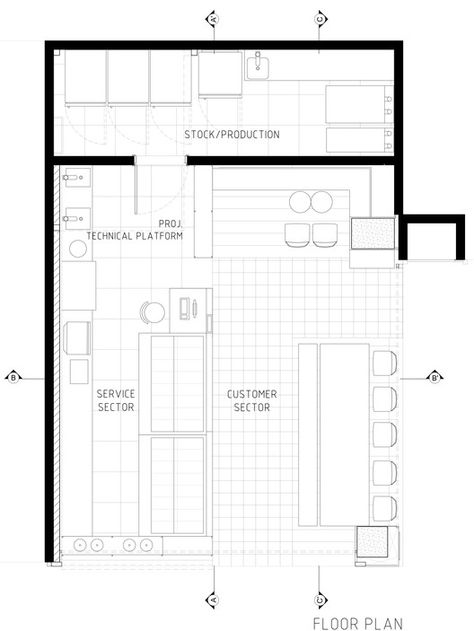 Gallery of Gelateria Gianluca Zaffari / SK Arquitetura - 18 Ice Cream Shop Floor Plan, Bar Floor Plan, Cafeteria Plan, Cafe Floor Plan, Cafe Floor, Restaurant Floor Plan, Cafe Plan, Restaurant Plan, Mini Cafe