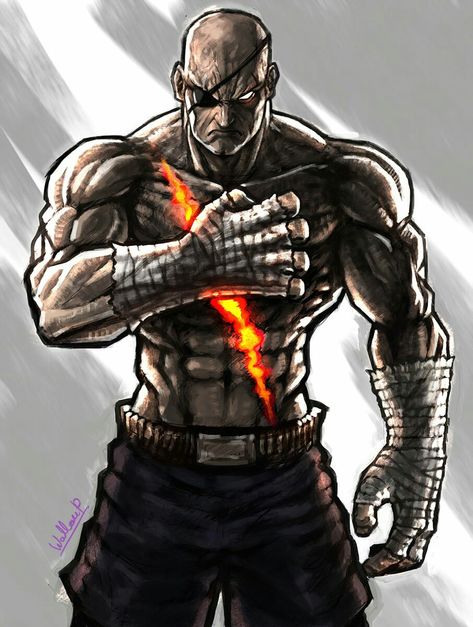 Street Fighter Sagat Art, Sagat Street Fighter, Muay Thai Tattoo, Tekken X Street Fighter, Street Fighter Wallpaper, Street Fighter 1, Street Fighter Tekken, Capcom Vs Snk, Ryu Street Fighter