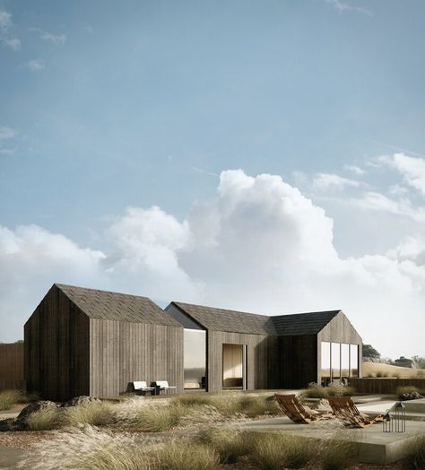 ArtStation - Beach House Exterior Scandinavian Architecture, Beach House Exterior, Modern Barn House, Shed Homes, Modern Barn, Architecture Rendering, Modern Cabin, Forest House, Home Fashion