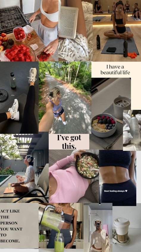 Lifestyle Goals Inspiration, Life Together Aesthetic, Wellness Instagram Feed, Getting My Life Together Aesthetic, Life Goals Inspiration, Good Lifestyle, Mood Board Aesthetic, Vision Board Themes, Aesthetic Fitness