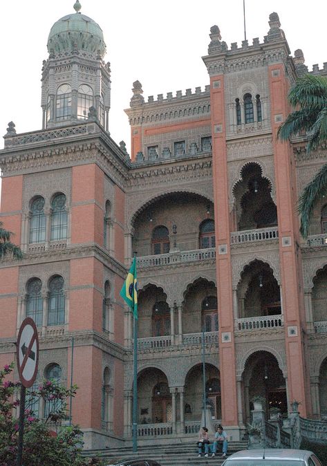 Palace of the Oswaldo Cruz Foundation in Rio de Janeiro (Brazil) Moorish Revival Architecture, Mediterranean Revival Architecture, Cuban Architecture, Mediterranean Revival, Moorish Architecture, Byzantine Architecture, Revival Architecture, Amazing Buildings, Unique Architecture