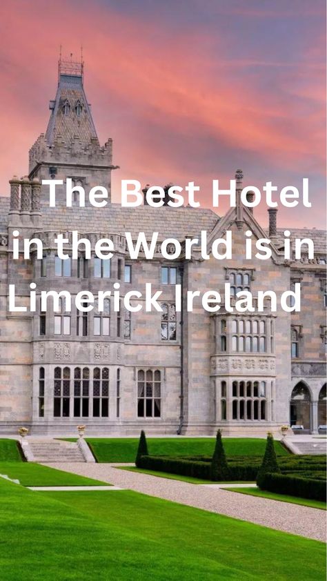 The Best Hotel in the World is in Limerick Ireland https://lovetovisitireland.com/the-best-hotel-in-the-world-is-in-limerick-ireland/ Lahinch Ireland, Hotels In Dublin Ireland, Limerick Ireland, Enniskillen Northern Ireland, Ireland Luxury Hotel, Castle Hotels In Ireland, Adare Manor, Ireland Hotels, Love Ireland