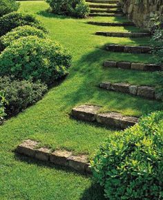 Pretty steps plan                                                       … Landscaping Stones, Slope Landscape, Sloped Backyard, Stone Steps, Garden Stairs, Yard Landscape, Hillside Landscaping, Sloped Garden, Garden Steps