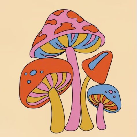 Preppy Aesthetic Wallpaper, Images Pop Art, Never Stop Growing, Hippie Wallpaper, Arte Inspo, Mushroom Art, Hippie Art, Mini Canvas Art, Wall Collage