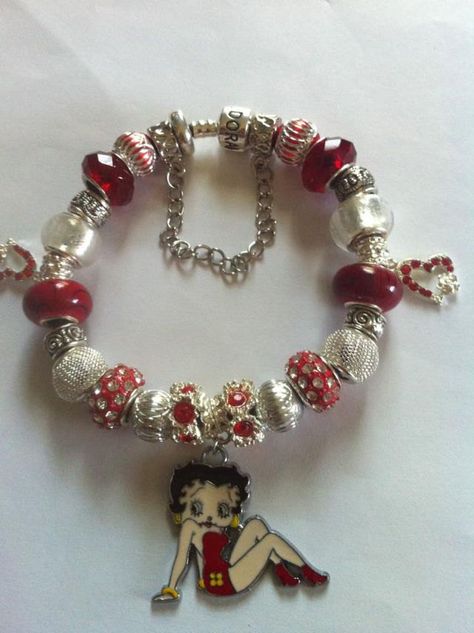 A "Boop Boop Bee Doop" Sparkly Betty Boop SIGNATURE Charm Bracelet. $45.00, via Etsy. Betty Boop Bracelet, Betty Boop Things, Betty Boop Car Accessories, Betty Boop Jewelry, Betty Boop Keychain, Betty Boop Handbags, Betty Boop Purses, Betty Boop Phone Case, Betty Boop Classic