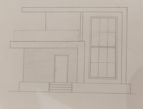 Simple 2D house drawing Dream House Sketch Easy, 2d House Drawing, House Drawing Sketches Simple, House Sketch Simple, Simple House Design Drawing, Architecture Drawing Easy, Simple House Sketch, Modern House Drawing, Small House Drawing