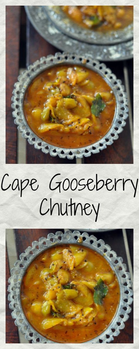 Cape Gooseberry aka rasbhari chutney is very popular at home with parantha and dosas. The hint of ginger and panch phoran give it a sharpness that balances the sourness of rasbhari Ground Cherry Recipes, Panch Phoran, Pickle Sauce, Gooseberry Chutney, Ground Cherries, Gooseberry Recipes, Warm Weather Recipes, Ground Cherry, Golden Berries