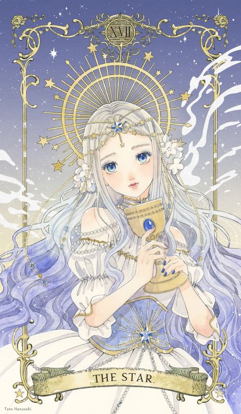 Star Tarot Card Aesthetic, Tarot Aesthetic Wallpaper, Mystical Manga Tarot, Anime Tarot Cards, Anime Tarot, Mystical Illustration, Sailor Moon Sailor Stars, Digital Art Cute, Tarot Cards Art Illustration