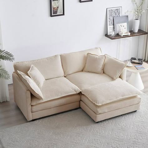 Amazon.com: GNIXUU Deep Seat Sectional Sofa, 76.7" Comfy Cloud Couch loveseat with Ottoman, Modern Chenille Upholstered Modular Sofa L Shaped Couch for Living Room, Apartment, Studio, Office(Camel). : Home & Kitchen Apartment Small Living Room, Love Seat Sectional, Ottoman For Couch, Beige Cloud Couch, Deep Seat Sectional, Cozy White Couch, Room With Couch, L Shape Couch, Small L Couch