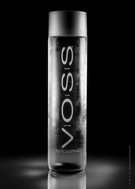 Water Bottle Photography, Josh Caudwell, Agua Voss, Water Fridge, Sparkling Water Packaging, Voss Water Bottle, Voss Water, 3d Product Modeling, Product Modeling