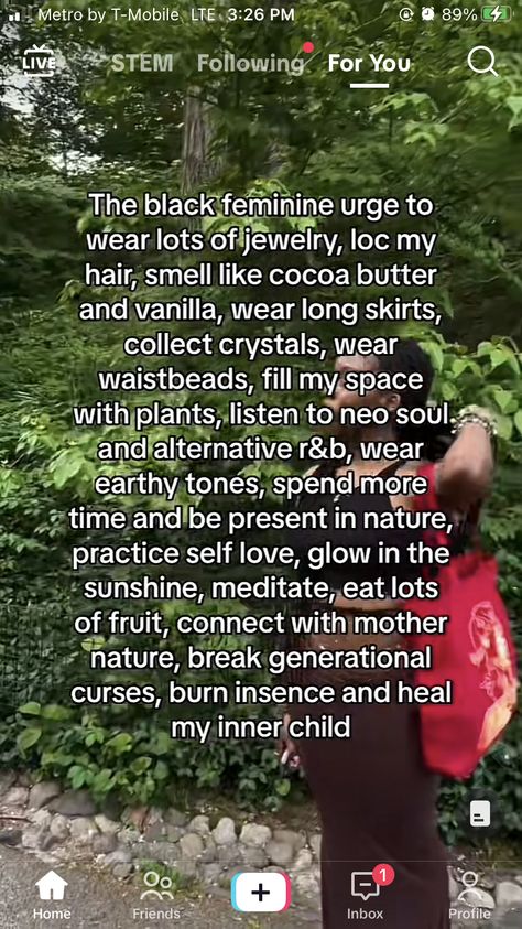 Earthy Neo Soul Aesthetic, Spiritual Goddess Aesthetic, Black Girlhood Core Aesthetic, The Black Feminine Urge To, Hippie Black Femininity Aesthetic, Earthy Feminine Aesthetic, Spiritual Black Aesthetic, Black Feminine Urge, Earthy Spiritual Aesthetic