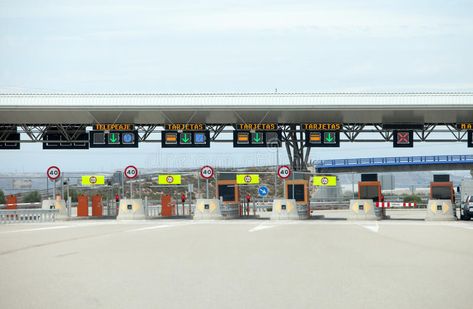 Toll Road. First Class Highway Toll/Payment Gate , #AD, #Class, #Road, #Toll, #Gate, #Payment #ad Toll Gate, Commuter Train, Toll Road, Price Increase, Northern Spain, Benidorm, Menorca, Stock Photography Free, Madrid Spain