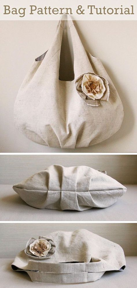 Cloth Bag Pattern, Diy Over The Shoulder Bag, Linen Bag Diy, Hobo Bags Pattern, Bags Tutorial Pattern, Linen Bag Pattern, Easy Purse Sewing Pattern, Diy Bag Tutorial, Fabric Bag Pattern