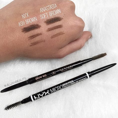 True story - I'm an Anastasia fan, but this from Nyx in Ash Brown is a dupe at half the price (or more than half off). Nyx Brow Pencil, Mac Make Up, Nyx Micro Brow Pencil, Makeup Eyeshadow Palette, Beauty Make-up, Makeup Guide, High End Makeup, Affordable Makeup, Trendy Makeup