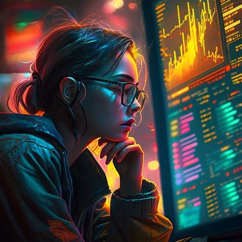 Good Thoughts In English, Computer Science Women, Hip Hop Hair, Coding Images, Programmer Jokes, Digital Portrait Illustration, Portraits Art, Hacker Wallpaper, Cyberpunk Girl