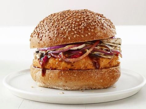 Asian Chicken Burger Recipe, Hoisin Chicken, Chicken Burgers Recipe, Chicken Burger, Asian Chicken, Food Network Magazine, Chicken Sandwich, Wrap Sandwiches, A Chicken