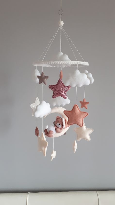 Crib Decoration Ideas, Felt Woodland Animals, Boy And Girl Nursery, Felt Mobiles, Mobile For Baby, Felt Woodland, Crib Mobiles, Room Decor Handmade, Girl Nursery Decor