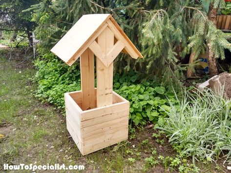 Diy Wishing Wells, Wishing Well Planter, Wishing Well Plans, Outdoor Swings, Pergola Outdoor, Small Backyards, How To Build Steps, Cheap Pergola, Pergola Ideas