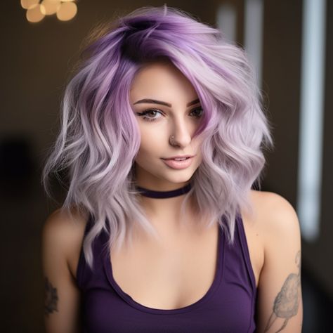 45 Trending Ash Blonde Hair Color Ideas You Need To Try Dark Purple Roots Blonde Hair, Lilac Shadow Root, Lavender Shadow Root, Dark Purple Roots Light Purple Ends, Purple And Blonde Short Hair, Blonde With Colored Roots, Purple Shadow Root Blonde, Edgy Hair Color Ideas Blondes, Colored Roots Blonde Hair