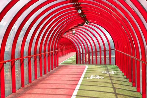 SECC Cycle Track and Pedestrian Walkway, Glasgow Cycling In London, Track Design, Road Markings, Wetland Park, Cycling City, Pedestrian Walkway, Public Space Design, Cities Around The World, Bike Route