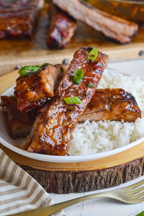 Ribs And Rice, Korean Style Ribs Recipes, Asian Bbq Ribs, Smoked Korean Bbq Ribs, Salt And Pepper Ribs Chinese, Korean Bbq Ribs, Korean Bbq Spare Ribs, Big Easy Recipes, Asian Bbq