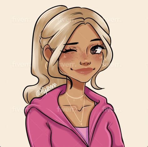 Cartoon Girl, Blonde Hair, Blonde, Hair, Pink