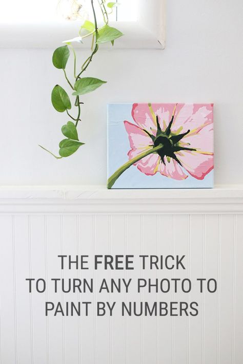 The Free Trick for How to Turn a Photo into Paint by Numbers Wall Art Tutorial - Convert your favorite photos into a printable paint-by-numbers template without any special skills or software. This makes a perfect gift or craft night idea to create some beautiful home decor! Crafts can totally be affordable and easy -- even for a beginner! Make Your Own Paint, Paint By Number Diy, Wall Art Tutorial, Foto Transfer, Diy Artwork, How To Make Paint, Craft Night, Paint By Numbers, Recycled Crafts