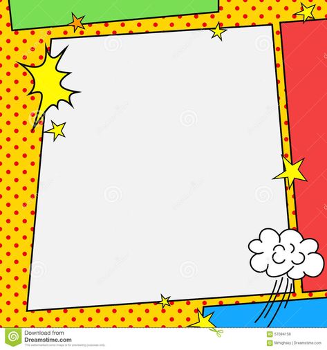 Comic book style frame illustration design Frame Illustration Design, Art School Supplies, Comic Frame, Avengers Theme, Superhero Theme Party, Frame Illustration, Border Ideas, Design Comics, Nursery Mural