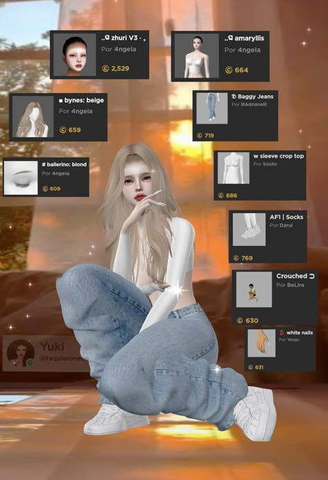 Imvu Avatar Ideas, Imvu Outfits Ideas, Imvu Clothes, Imvu Fits, Zepeto Looks Ideas, Anime Eye Makeup, Imvu Outfits, Imvu Outfits Ideas Cute, Fashion Gal