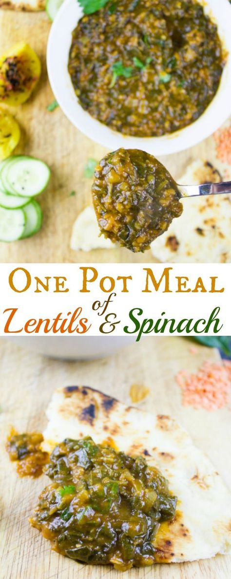 This North African lentil stew features a flavorful base of onions, garlic, tomatoes and herbs to which a generous amount of lentils and spinach are added and cooked through. An easy one-pot meal for cold days! #lentilstew, #northafricanrecipes, #lentilsoup, #onepotmeal, #comfortfood Lentil Stew Recipes, Flapjack Recipe, Spinach Recipe, Prep Meals, Easy One Pot Meals, Lentil Stew, One Pot Meal, Lentil Recipes, Spinach Recipes