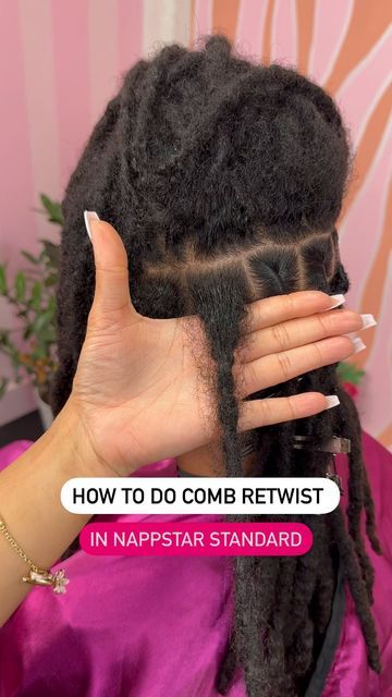 Products To Retwist Locs, How To Do Retwist, How To Do A Retwist, How To Retwist Locs, Comb Retwist, How To Retwist Your Own Locs, How To Retwist Dreads, Retwisting Locs, Loc Retwist Styles