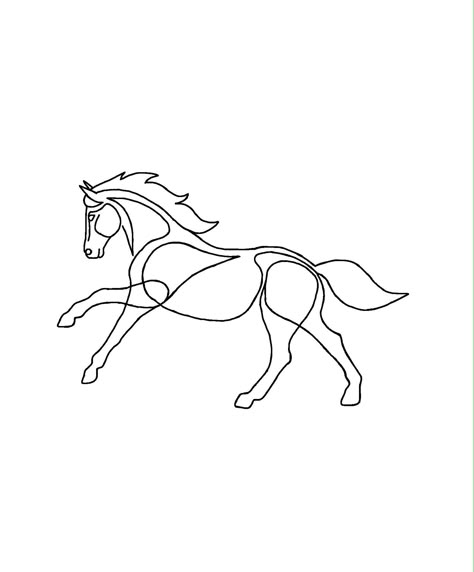 Horse Line Drawing Simple, Single Line Horse Tattoo, One Line Horse Tattoo, Running Horse Tattoo, Horse Logo Inspiration, Fine Line Horse Tattoo, Minimalist Horse Tattoo, Horse Outline Tattoo, Simple Horse Tattoo