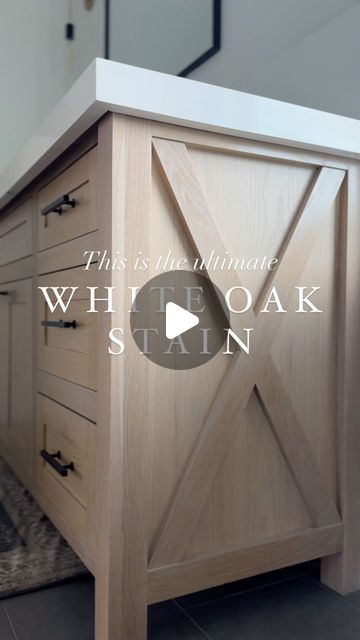 Ashley Chapman on Instagram: "I’M SHARING the ultimate custom white oak stain formula!

Let me save you a lot of time and guess work. 

🗣️Comment STAIN, and I will send you the formula specifics and the can label to my custom white oak stain.

When we were building, my initial plan was to simply put a clear coat on our white oak to maintain the closest natural look as possible. I quickly learned that it doesn’t work that way and a clear topcoat alone makes the wood look yellow. After months of sampling and testing dozens of different stains and formulas, we finally got this custom stain just right.

I first shared my custom white oak stain back in 2021. Since then, hundreds of people have used this stain and given me feedback that it worked perfectly for them as well. If you are looking f White Washed Wood Cabinets, Stain Pine To Look Like White Oak, How To Stain Pine To Look Like White Oak, White Oak Stain Formula, White Oak Stained Cabinets, White Oak Stain Colors, White Oak Cabinet Stain Colors, White Oak Kitchens, White Oak Stain