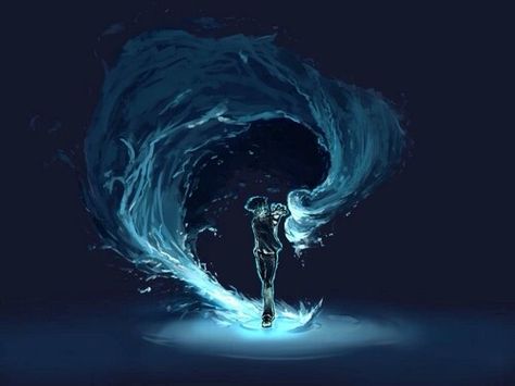 Water Power Visuals, Water And Ice Powers, Water Powers Anime, Water Control Power, Water Bending Art, Hydrokenisis Power, Ice Powers Art, Avatar Water Bender Oc, Water Elemental Aesthetic