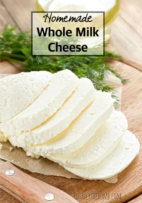 Easy Homemade Whole Milk Cheese Home Made Cheese, Cheese Recipes Homemade, Cheese Making Recipes, Diy Cheese, Making Cheese, Cheese Homemade, Cheese Butter, Cheese Making, Milk And Cheese