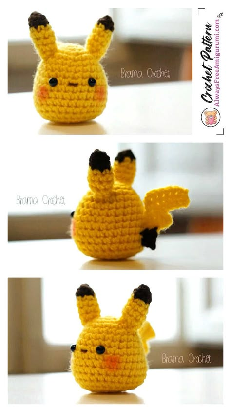 Pikachu Crochet, Pokemon Crochet Pattern, Crochet Amigurumi Patterns, Crochet Pokemon, Quilled Creations, Crochet Keychain Pattern, Pola Amigurumi, Crochet Animals Free Patterns, Crochet Design Pattern