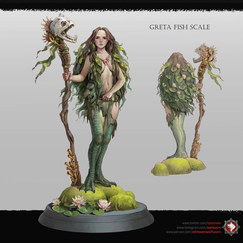 White Werewolf, Swamp Witch, Swamp Creature, Nature Spirits, Fish Scale, Witch Aesthetic, Fantasy Miniatures, Warhammer Fantasy, Monster Art