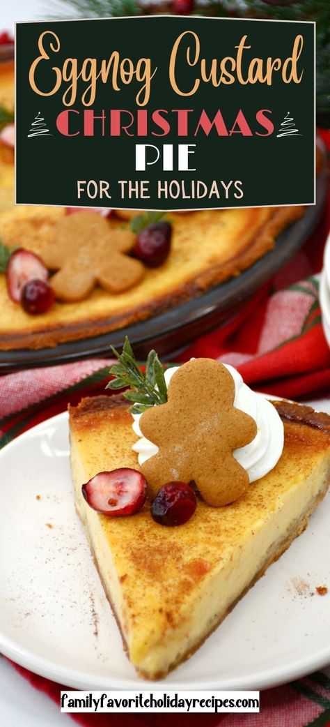 Eggnog gets a makeover in this rich and creamy eggnog custard pie! This is your new favorite holiday pie, and a must-have on your Christmas dessert table! Eggnog Custard, Holiday Desserts Thanksgiving, Eggnog Pie, Upstate Ramblings, Eggnog Dessert, Holiday Eggnog, Holiday Pie, Easy Eggnog, Custard Pie Recipe