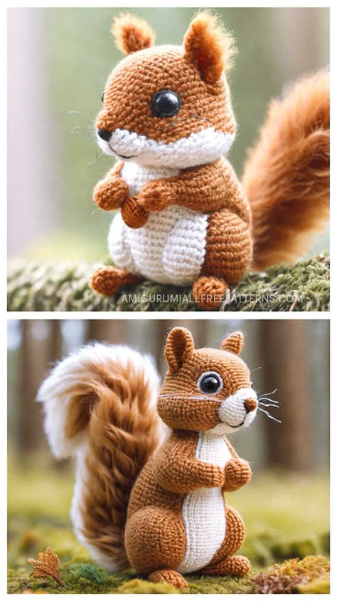 Amigurumi Squirrel Free Crochet Pattern Amigurumi Free Pattern Squirrel, Macrame Squirrel, Free Squirrel Crochet Pattern, Crocheted Fox Pattern Free, Crochet Squirrel Pattern Free Amigurumi, Squirrel Crochet Pattern Free, Crochet Squirrel Pattern Free, Amigurumi Woodland Animals, Free Amigurumi Patterns Animals