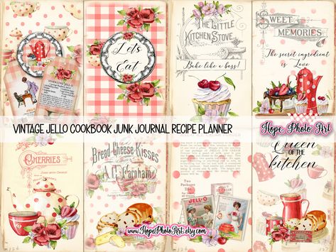 Cookbook Junk Journal, Pantry Labels Template, Scrapbook Recipe, Vintage Jello, Recipe Planner, Recipe Journal, Hope Photos, Recipe Scrapbook, Menu Planner