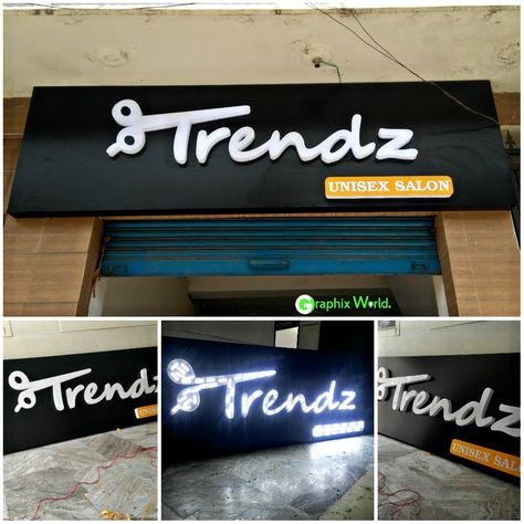 #led #board #design #trendz #unisex #salon #ledwaale Salon Name Board Design, Salon Sign Board Design, Unisex Salon Interior Design, Led Board Design, Name Plate Designs For Home, Name Board Design, Beauty Salon Sign, Metal Wall Letters, Salon Designs