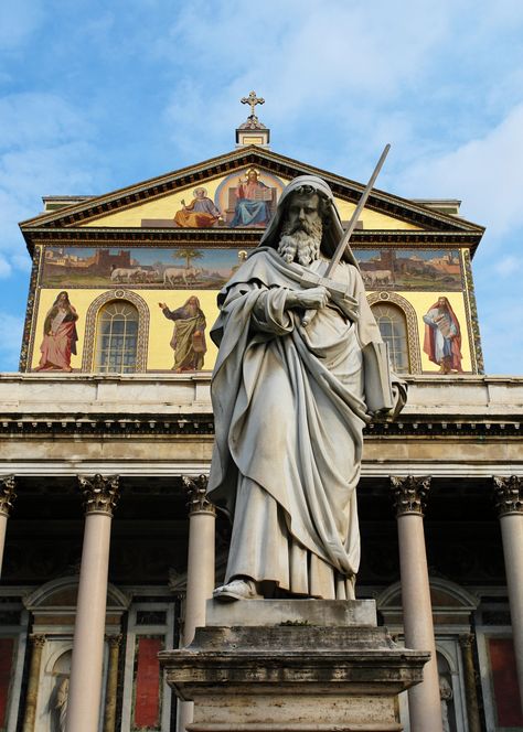 Christ is more than a conqueror. But we are also more than conquerors. The transformation that Christ wrought in the whole world is experienced by us personally. San Peter, Paul The Apostle, St Peters Basilica, San Paolo, Marble Statues, Visit Italy, Catholic Art, Place Of Worship, St Paul