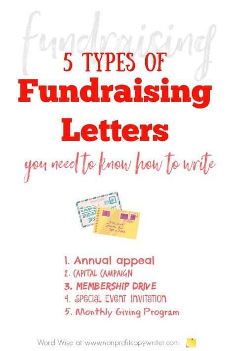 5 kinds of fundraising letters you need to know how to write with Word Wise at Nonprofit Copywriter #nonprofits #fundraising #WritingTips Nonprofit Infographics, Solicitation Letter, Nonprofit Website Design, Christian Writing, Nonprofit Startup, Fundraising Letter, Nonprofit Website, Introduction Letter, Communication Tips