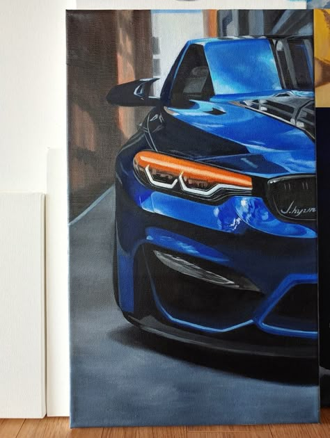 Car Painting Easy, Bmw Painting, Car Painting Canvas, Aladdin Broadway, 3d Pencil Drawings, Cardboard Painting, Dark Art Drawings, Textured Canvas Art, Canvas Projects