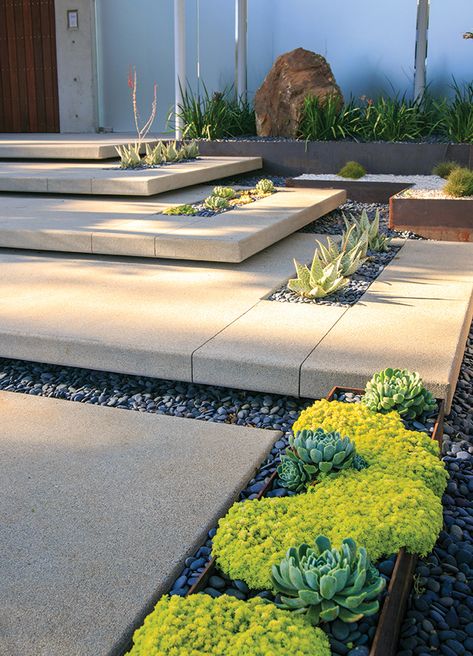 Cut It Out - San Diego Home/Garden Lifestyles Backyard Styles, Modern Front Yard, Front Yard Design, Easy Landscaping, Modern Landscape Design, Desert Garden, Ideas Backyard, Have Inspiration, Landscape Plans