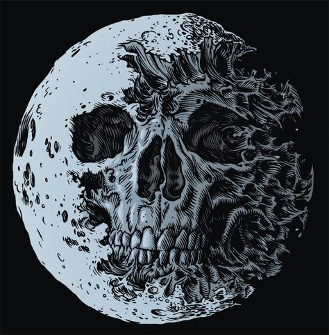 October Poem, Story Challenge, Moon Tattoo Designs, Art Moon, Skull Artwork, Skeleton Art, Dark Art Drawings, A Skull, Skull Tattoos