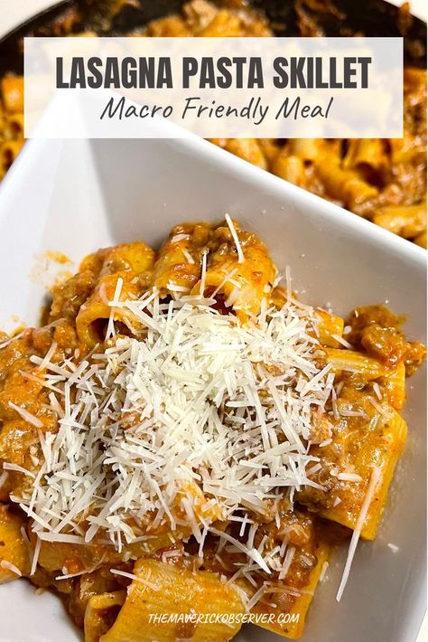 Crock Pot Recipes Macro Friendly, Macro Friendly Skillet Lasagna, Macro Friendly Pasta Sauce, Macro Meals Dinner, Filling Macro Friendly Meals, Lili Eats And Tells Recipes, Macro Friendly Alfredo, Macro Friendly Steak Recipes, Macro Friendly Recipes For Beginners