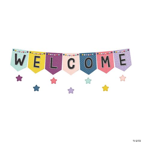 Oh Happy Day Welcome Sign - 60 Pc. | Oriental Trading Welcome To Class, Calm Colors, Welcome Message, Oh Happy Day, Teacher Created Resources, Welcome Banner, Descriptive Writing, You're Amazing, Cute Fonts