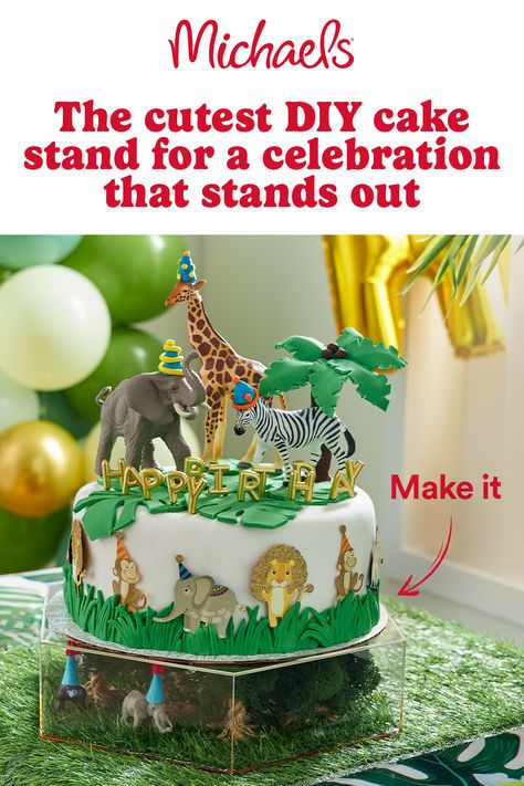 This DIY jungle-themed cake stand from Michaels is perfect for celebrating special moments - both big and small! Easter Aesthetic Wallpaper, Wallpaper Iphone Spring, Easter Phone Wallpaper, Cake Stand Diy, Easter Wallpaper Iphone, Safari Nursery Ideas, Iphone Spring Wallpaper, Two Wild Birthday Party, Jungle Party Ideas